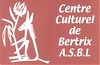 Logo du Centre culturel de Bertrix. Dessin au trait blanc sur fond brun rouge