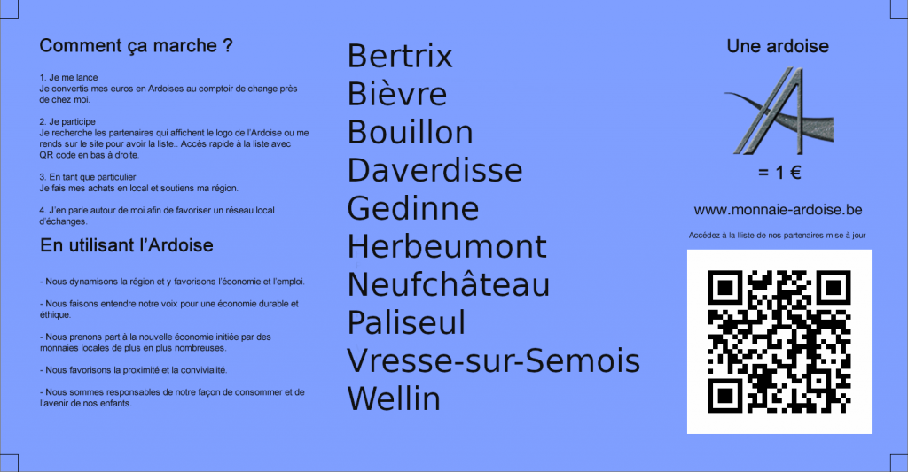 Verso du nouveau billet de l'Ardoise, monnaie locale et citoyenne